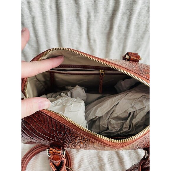 NWT BRAHMIN Ombre Mini Melbourne Collection Stacy Whiskey Top Zip Satchel Bag - Picture 6 of 7